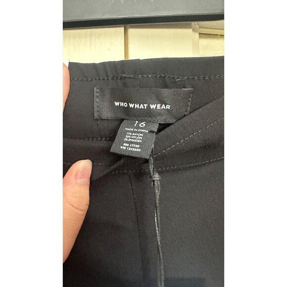 Women's Who What Wear High-Rise Cropped Stretch Pants Black Size 16 - Picture 4 of 5